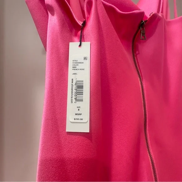 Alice + Olivia Vibrant Pink silk Dress new women - Picture 4 of 5